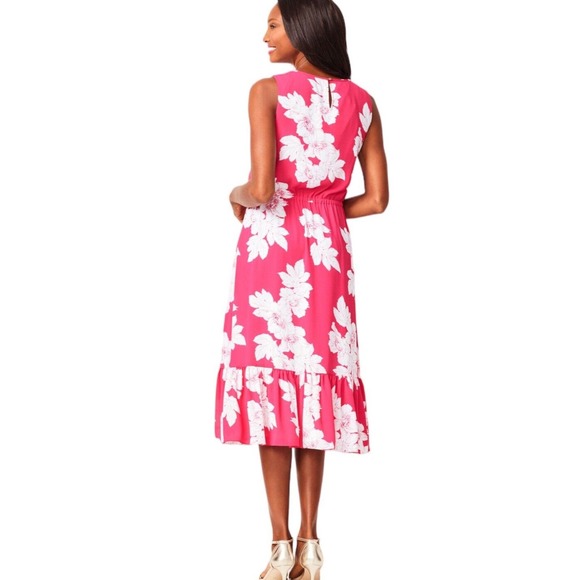 Talbots Women’s Pink Floral Flounce Hem Midi Dress Sleeveless Size 6 NWT - Picture 7 of 15